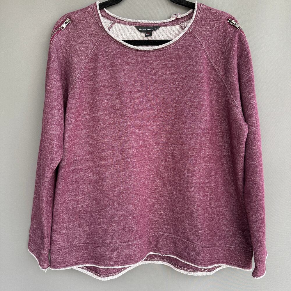 Womens Rock & Republic burgundy sweatshirt - grunge - cold shoulder - size XL